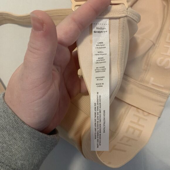 SheFit Ultimate Sports Bra Adjustable Straps Front Zip Sandstorm Nude - Medium - Picture 9 of 9